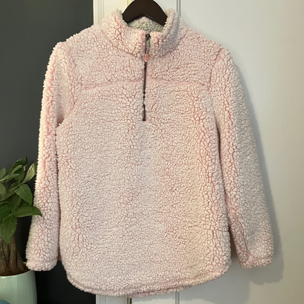 Ballet Pink Sherpa Fleece Quarter-Zip Pullover by GreenTea